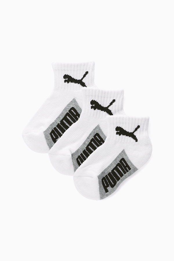 Kids' Terry Quarter Cut Socks [3 Pairs], WHITE / GREY, extralarge